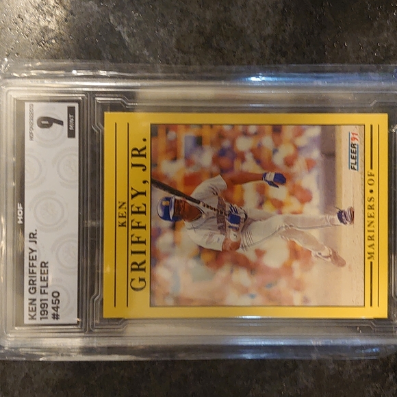 1991 Fleer #450 Ken Griffey Jr, Graded 9 MINT. BAT AROUND .300 VARIATION - Picture 1 of 3